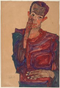 Self-Portrait with Eyelid Pulled Down, 1910 by Egon Schiele