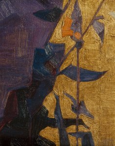 Stylized Flower Against Decorative Background by Egon Schiele