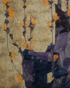 Stylized Flower Against Decorative Background by Egon Schiele