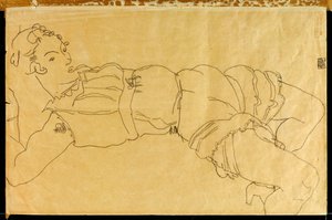Young Woman Lying on Her Back by Egon Schiele