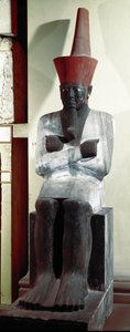 Egyptian Antiquity: Statue of the Pharaoh Montuhotep II (11th Dynasty). From Deir el Bahari. Dim. 83 cm