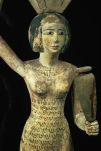 Female bearer of offerings carrying a water vase in her hand and a vessel on her head, Egyptian, Middle Kingdom, c.1950 BC (detail)