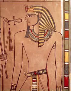 Amenhotep II with an ankh being raised to his lips, from the sarcophagus chamber of his tomb by Egyptian 18th Dynasty