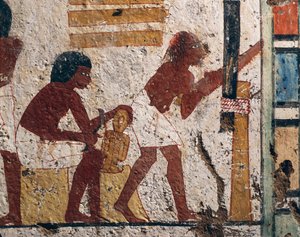 Tomb of Nenamon and Ipuki. Fresco depicting carpenters at work. (New Kingdom, Dynasty XVIII)