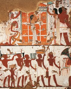 Detail of Frescoes Depicting Funeral Cortege and Widow by Catafalque of Deceased