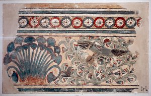 Egyptian antiquity: fragment of fresco from the palace of Amenophis III (Amenhotep) in Malkata. 1342 BC. Cairo, Egyptian Museum