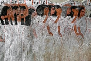 Egyptian antiquity: procession of weeping. Painting of the Tomb of Roy (TT255). 18th dynasty. From the West Bank of Luxor, Egypt by Egyptian 18th Dynasty