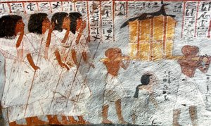 Egyptian Antiquity: Procession with Bearers of Canopy Vessels Used to Collect the Deceased