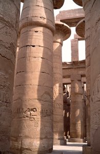 View of the columns of the hypostyle room of the Temple of Amon, Karnak, Luxor, Egypt