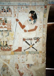 Menna overseeing his workers in fields (detail), frescoes in vestibule of Tomb of Menna, Sheikh Abd el Qurnah Necropolis, Luxor, Thebes by Egyptian 18th Dynasty