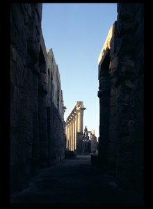 View from the Court of Ramesses II to the Colonnade of Amenophis III, New Kingdom by Egyptian 18th Dynasty