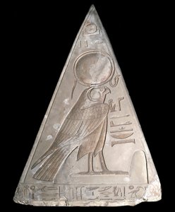 Egyptian Antiquity: Pyramid Tip of the Chapel of Ramose Decorated with the Representation of Ra-Harakte (Re Harakte) Divinity of the Rising Sun by Egyptian 19th Dynasty