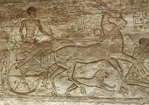 Ramses II on his cart, great temple of Abu Simbel
