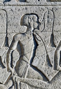 Relief depicting prisoner from Battle of Kadesh, (detail) by Egyptian 19th Dynasty