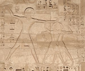 Scene of the massacre of enemies, Temple of Horus, Edfu by Egyptian 19th Dynasty