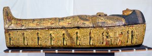 Coffin and cover of the mummy of Nesyamun, possibly found at Deir El-Bahri, New Kingdom, c.1100 BC