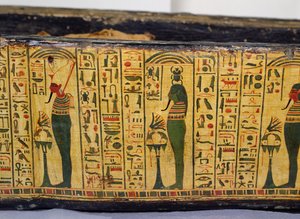 Detail of the outer coffin base of the mummy of Nesyamun, possibly found at Deir El-Bahri, New Kingdom, c.1100 BC