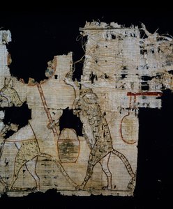 Papyrus depicting satirical scene, ca 1100 BC, dating from reign of Ramesses IX, (detail), Egyptian Civilisation, New Kingdom, Dynasty XX by Egyptian 20th Dynasty