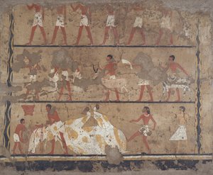 Scenes of Cattle Breeding, Slaughter, Bearers of Offerings and Sacrifice, Tomb of Iti and Neferu