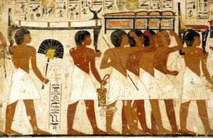 Ancient Egypt, Painting, Funeral Procession, Tomb of Ramose, Men Carrying Treasure, Thebes, Valley of the Nobles