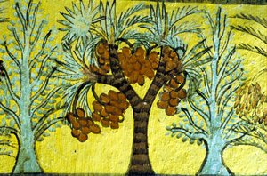 Ancient Egypt, Wall painting, Date palms and trees, Tomb of Sennedjem, Thebes, Deir el Medina by Egyptian Egyptian