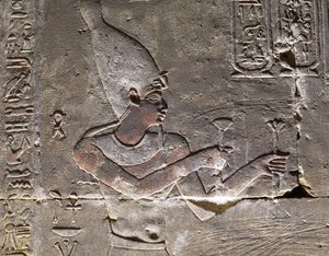 The Pharaoh wearing the Hedjet, Temple of Horus in Edfu