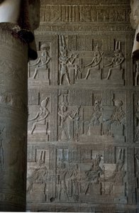 Reliefs Inside the Hypostyle Room of the Temple Dedicated to Hathor by Egyptian Ptolemaic Period