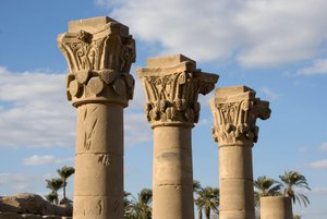 View of the Columns of the Kiosk in Front of the Entrance of the Temple Dedicated to the Goddess Hathor by Egyptian Ptolemaic Period