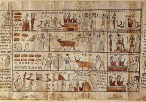 Ancient Egypt: the Elysian fields. Painting on papyrus from the Book of the Dead. Ptolemaic Period. Egyptian museum, Turin by Egyptian Ptolemaic Period