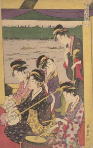 A Party of Geisha in a Suzumi-bune, i.e. Cooling-off Boat. Second Scene of a Boating Party, ca. 1796 by Eishōsai Chōki