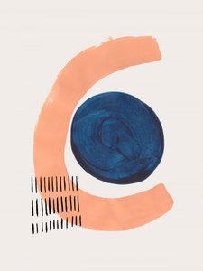 Curved Peach Blue Abstract