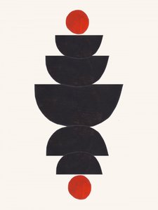 Red Black Geometric Balance by Ejaaz Haniff