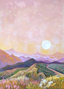 Pastel Mountain Moonrise