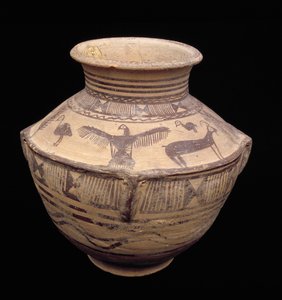 Vessel depicting an open-winged bird of prey and other animals, Fasa Ware, c.2000 BC