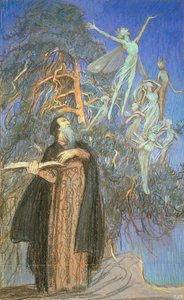 Prospero and Ariel, a study for a lost picture commissioned for Broadcasting House, London by Eleanor Fortescue Brickdale