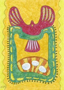 Folk Art Bird Nest by Elena Khomutova-Miller