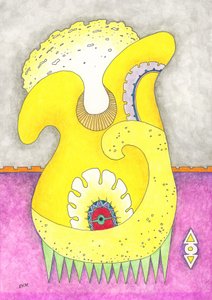 Yellow Whimsical Creature by Elena Khomutova-Miller