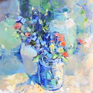 Colorful Vases with Flowers