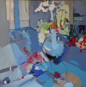 Vibrant Blue Floral Still Life