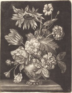 Floral Still Life with a Sunflower by Elias Christoph Heiss