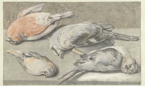 Still Life with Four Dead Birds by Elias Vonck
