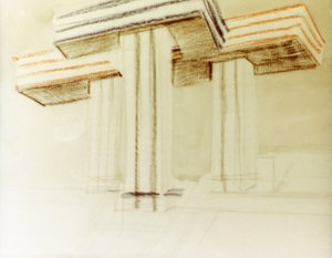 Design drawing for the proposed wolkenbugel (cloud-iron) building by El Lissitzky