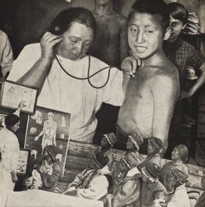 Medicine in the USSR. Illustration from USSR Builds Socialism by Eliezer Markowich Lissitzky