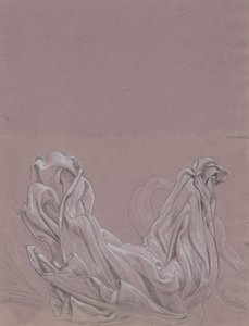 Figure Studies (recto); Drapery Study (verso) by Elihu Vedder