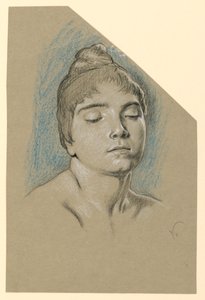 Portrait Sketch of a Young Woman with Closed Eyes by Elihu Vedder
