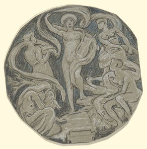 Study for Center Circle of Huntington Ceiling; Apollo and Attendants by Elihu Vedder
