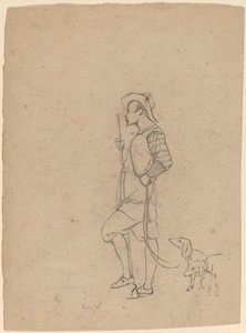 Study of Hunter with Dogs by Elihu Vedder
