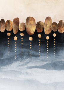 Golden Blue Abstract by Elisabeth Fredriksson