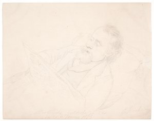 Portrait Study of J. A. Jerichau Lying on a Sofa and Reading a Newspaper by Elisabeth Jerichau Baumann