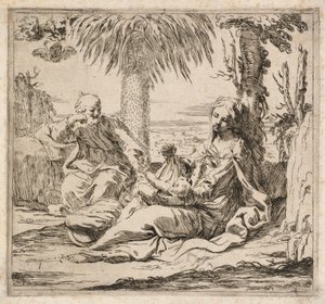 Rest on the Flight into Egypt by Elisabetta Sirani